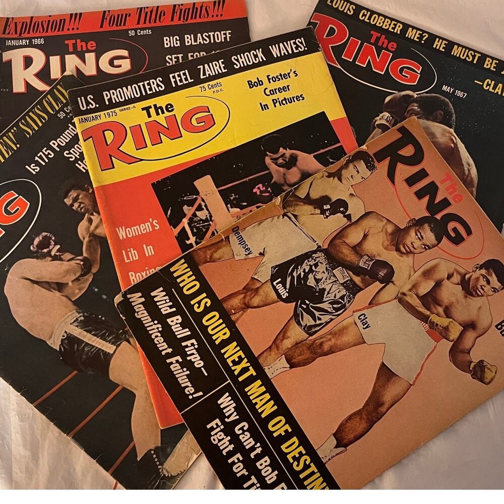 VINTAGE THE RING Boxing Magazine Lot (5) 1966-1975 MUHAMMAD ALI Cassius Clay